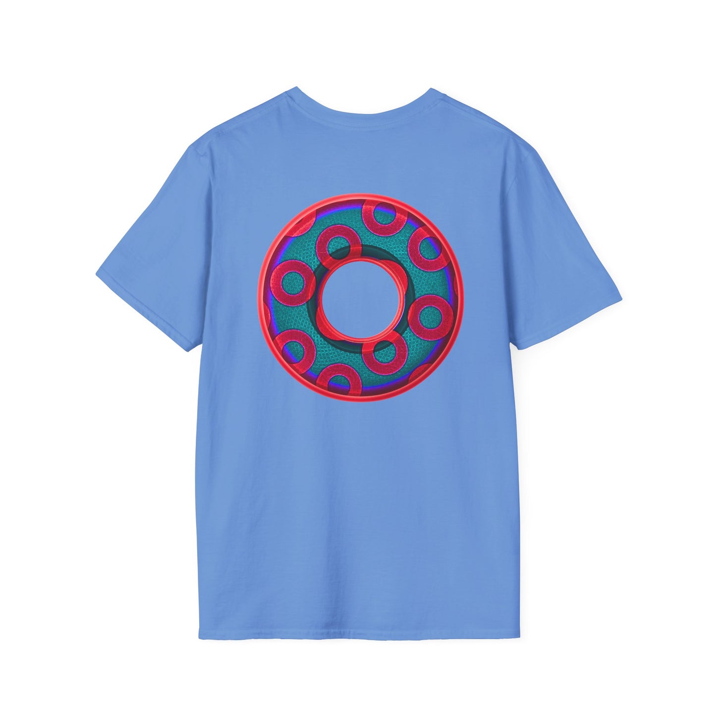Plain Donuts/Unisex Soft-Style - "Plain Rustic Paradoxical Donuts" - red/steel blue donuts