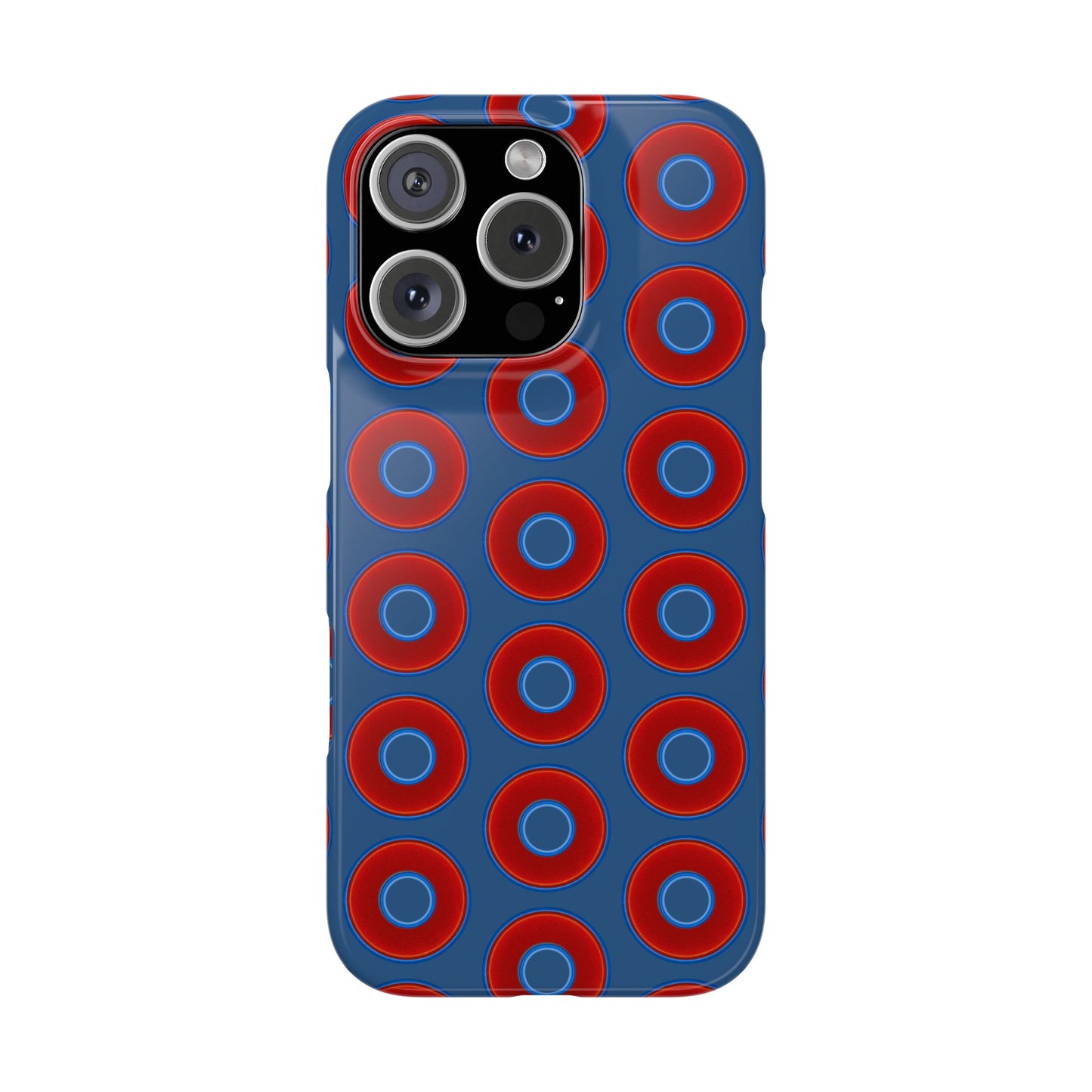 Lumpy Donut Snap Case - red vivid donut print w/light navy blue background