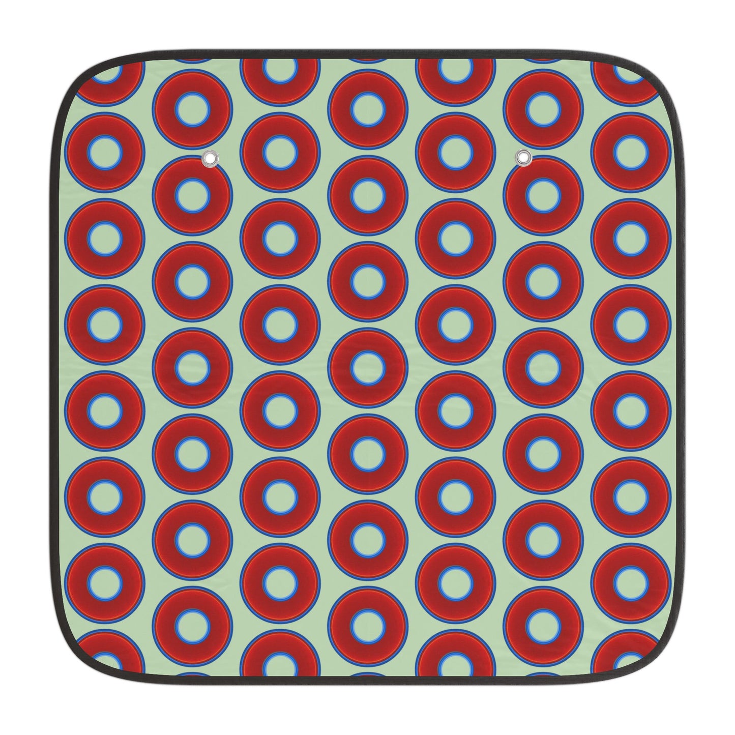Automotive Donut Sun Shade - red vivid donuts w/seafoam background