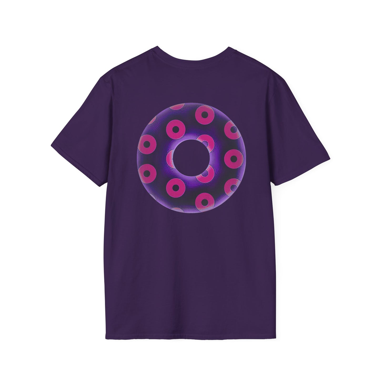Plain Donuts/Unisex Soft-Style - "Plain Blimpy Paradoxical Donuts" - dark purple/bright magenta donuts