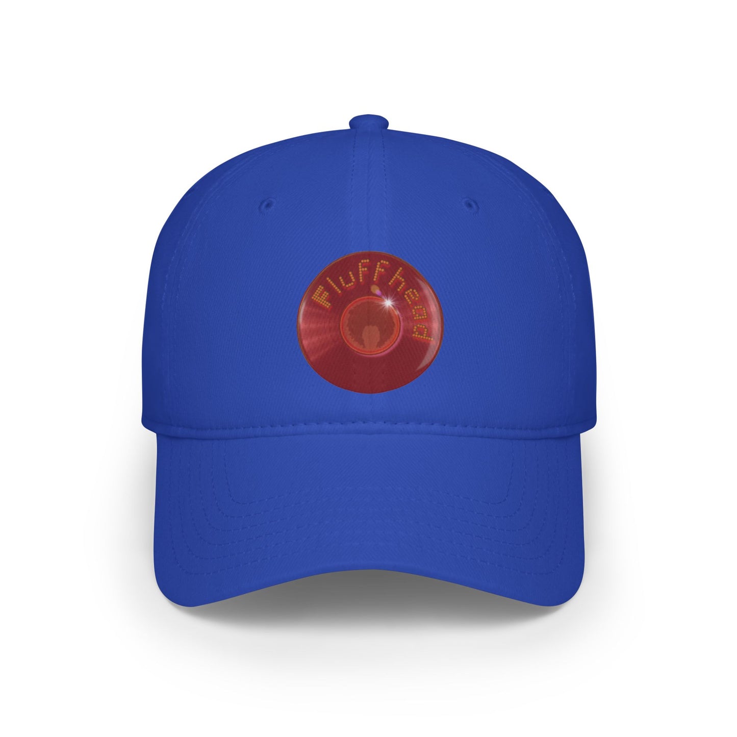 Lumpy Donut Baseball Cap - "The Fluffernutter Donut" - vivid red record donut w/