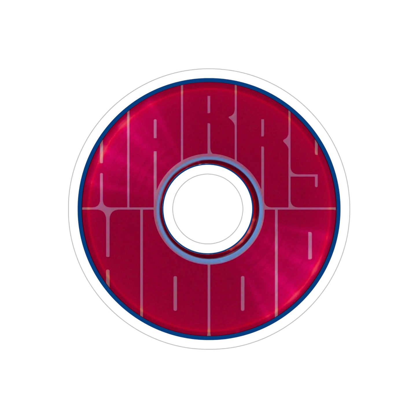 Donut Bumper/Outdoor Sticker - "Harry's Unofficial Bumper Sticker" - series 1.0 - variant - 1 - red/magenta donut w/milk - [Die-Cut] 6"x 6"