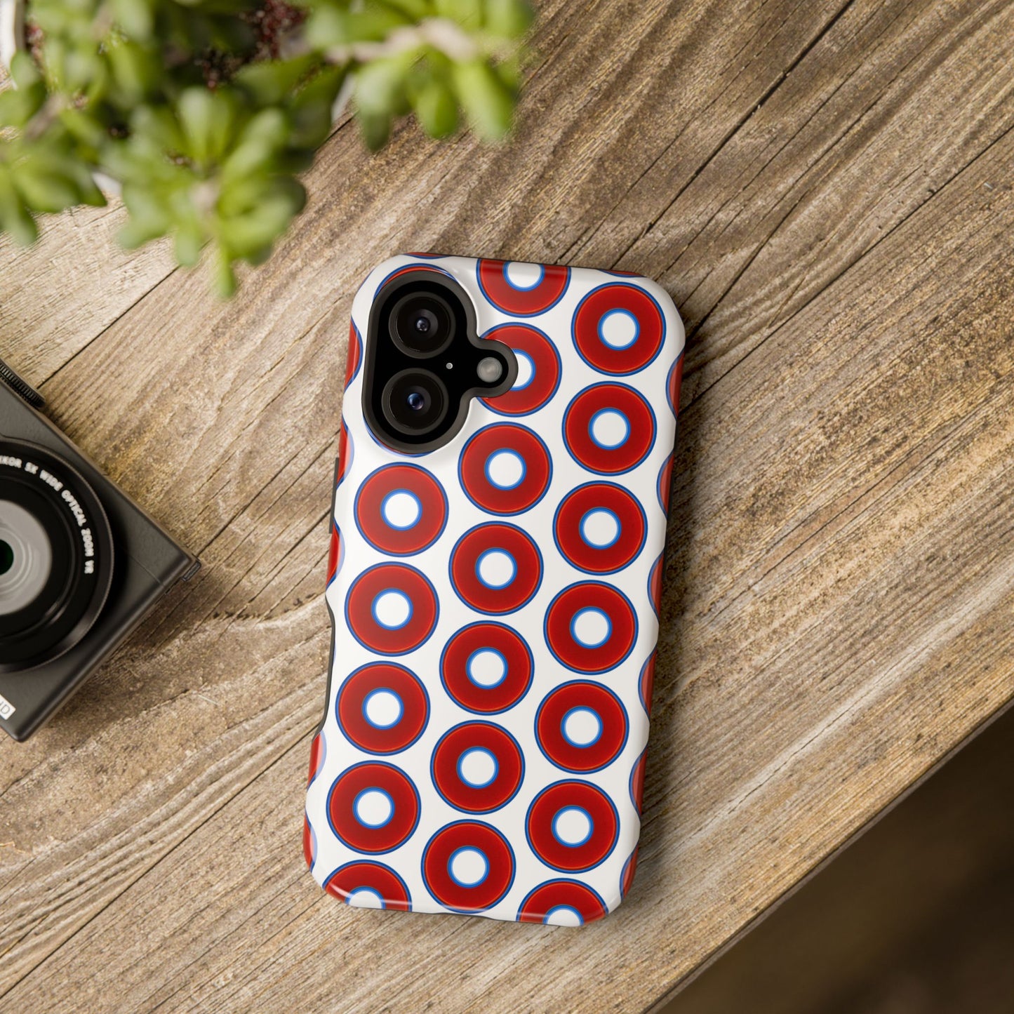 Magnetic Tough Donut Case - red vivid donut print w/white background