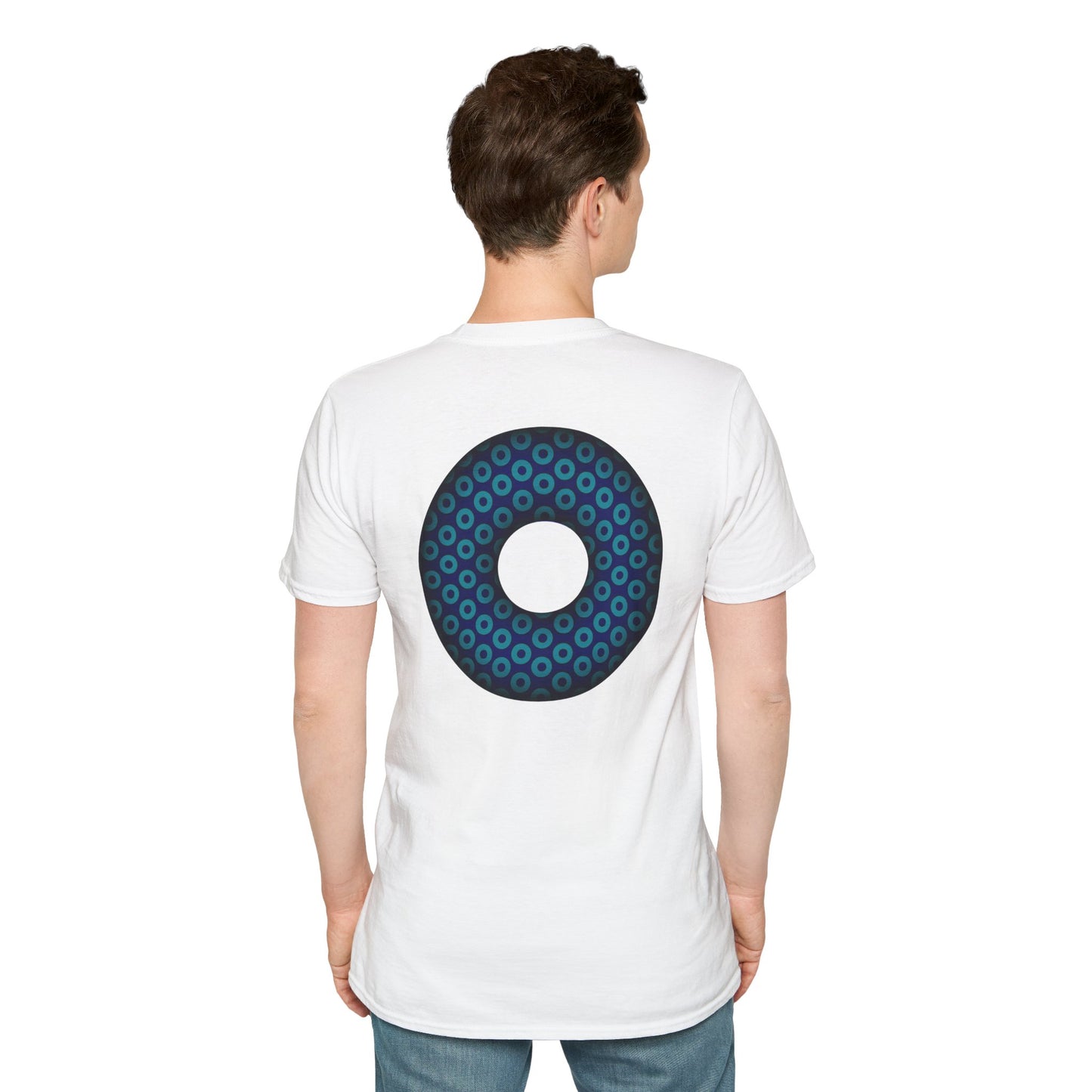 Plain Donuts/Unisex Soft-Style - "Plain Paradoxical Grided Donuts" - teal/dark blue donuts