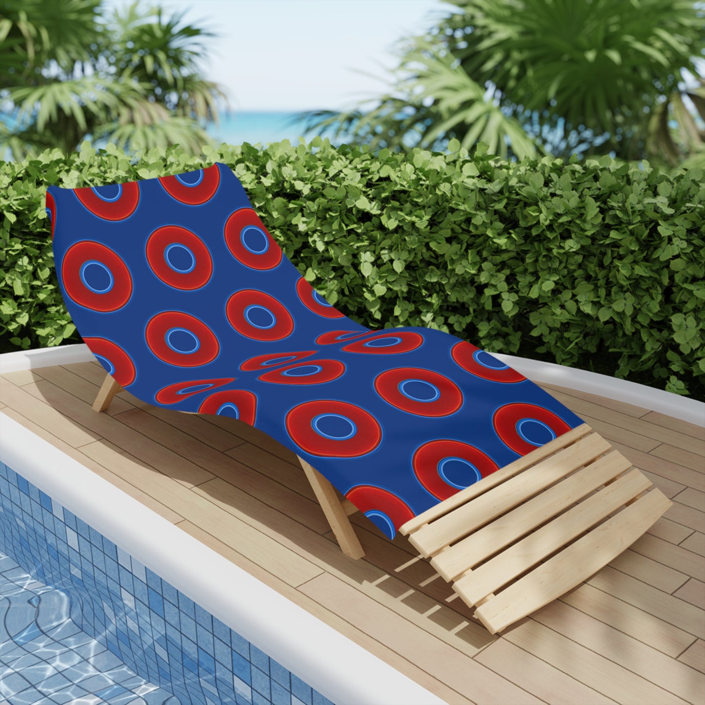 Lumpy Donut Towels - vivid red donuts w/dark blue background