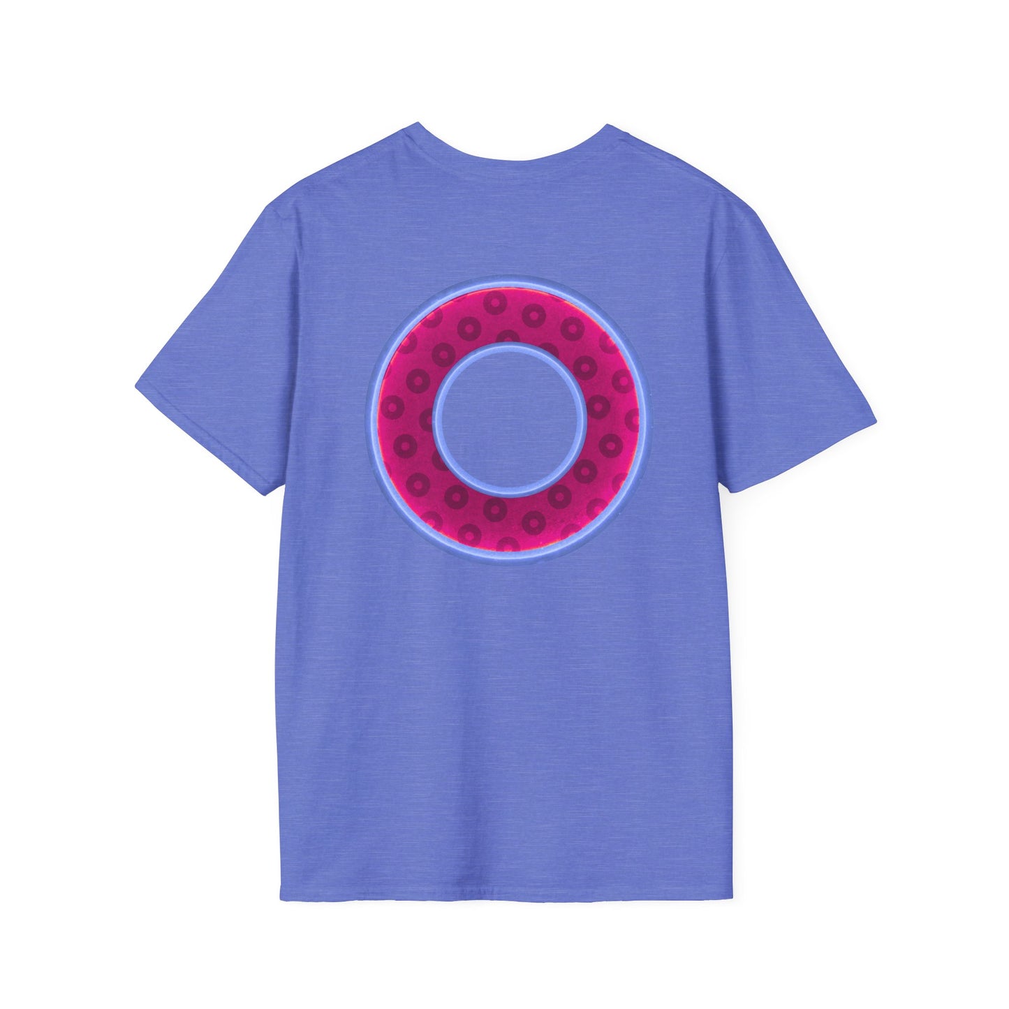 Plain Donuts/Unisex Soft-Style - "Plain Wide Mouthed Paradoxical Donuts" - dark magenta/light blue donuts