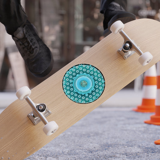 Donut Bumper/Outdoor Sticker - "Paradoxical Donut Print" - series 1.0 - paradoxical light blue/dark teal donut - [Die-Cut] 6"x 6"