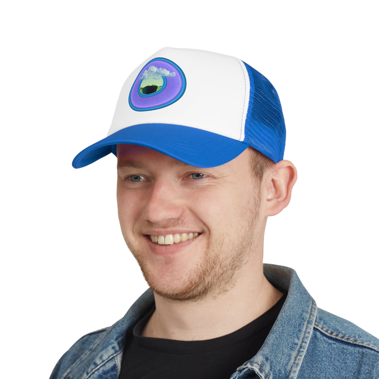 Lumpy Trucker Hat - "Got Rhombus?" - variant 4- purple/blue donut