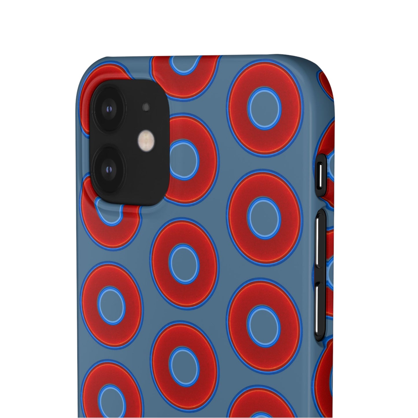Lumpy Donut Snap Case - red vivid donut print w/steel blue background