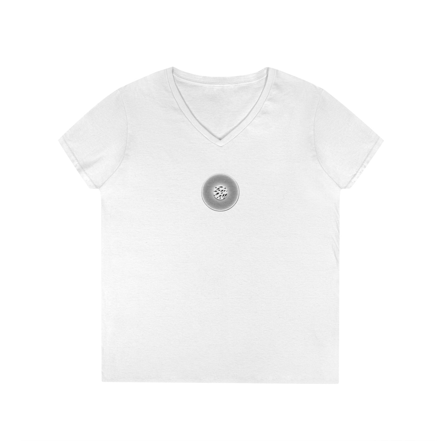 Women's Donut V-Neck Tee - "If I'm Swimming By" - variant 1 - white/black phatty donut w/