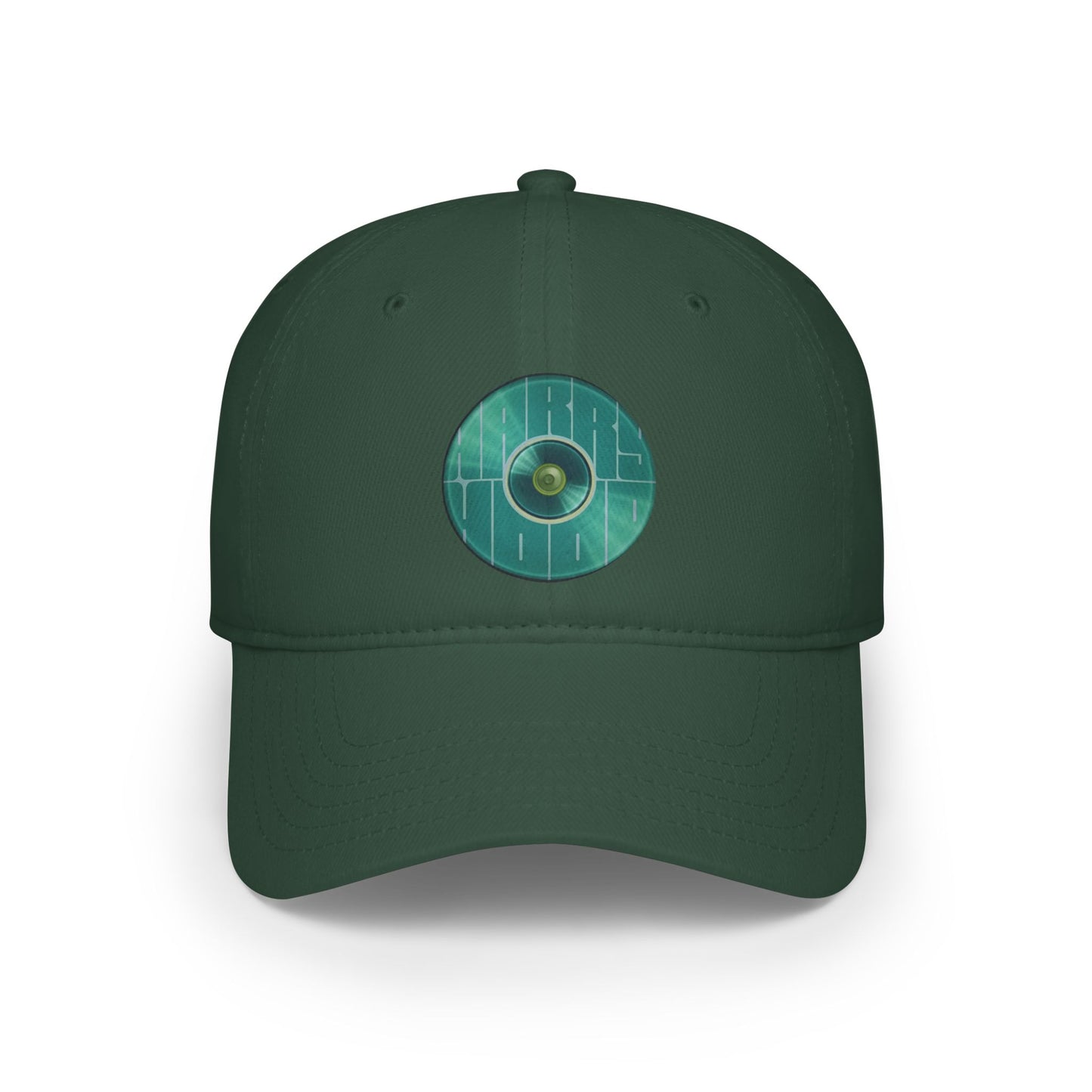 Lumpy Donut Baseball Cap - "Harry Hoodlum Donut Cap" - variant 2 - vivid green blue donut w/words