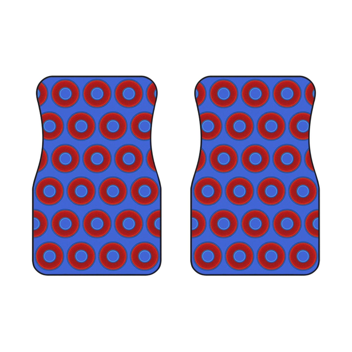 Contacted Car Mats - Set of 2/Front - vivid donut print w/royal blue background