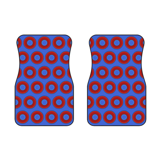 Contacted Car Mats - Set of 2/Front - vivid donut print w/royal blue background