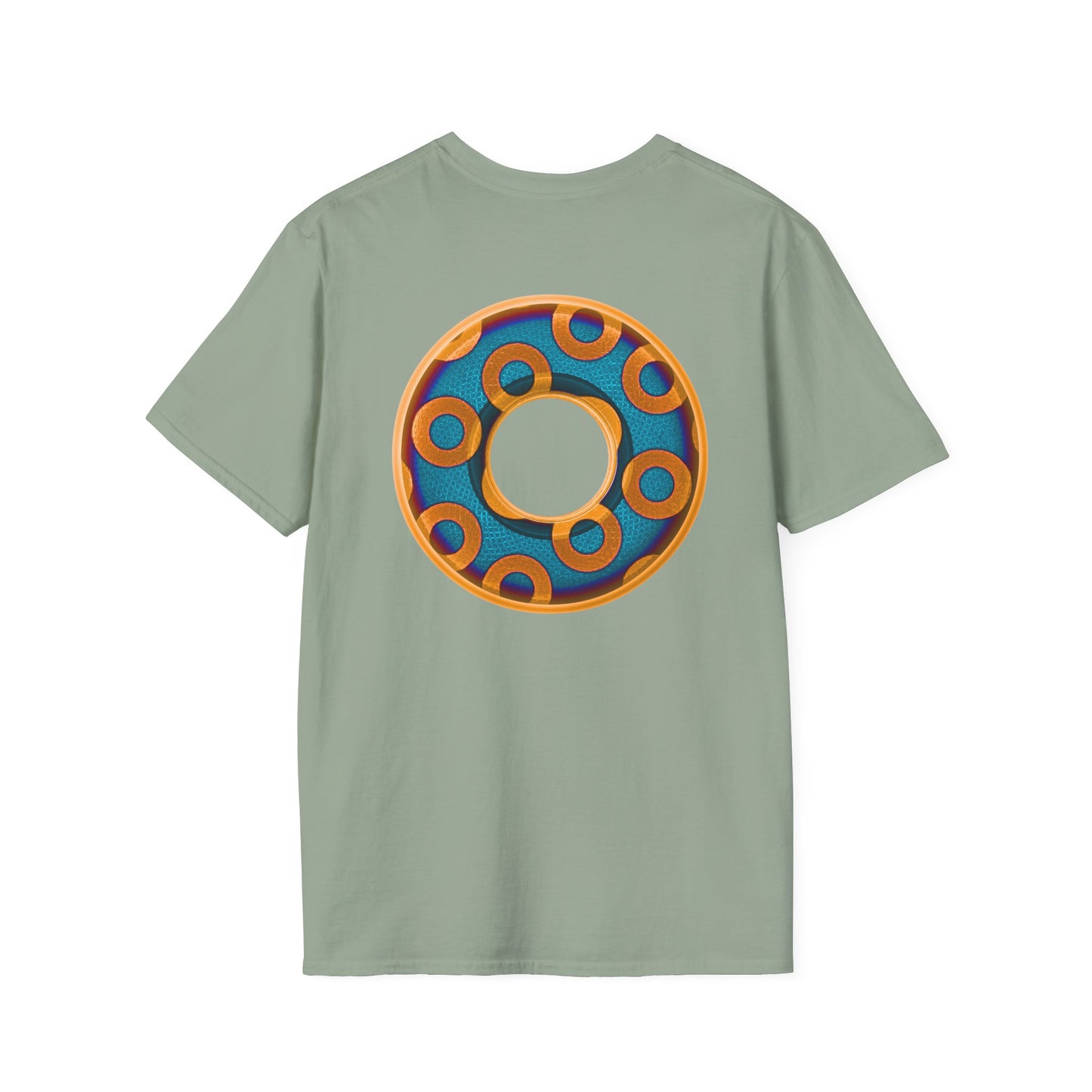 Plain Donuts/Unisex Soft-Style - "Plain Rustic Paradoxical Donuts" - light blue/orange donuts