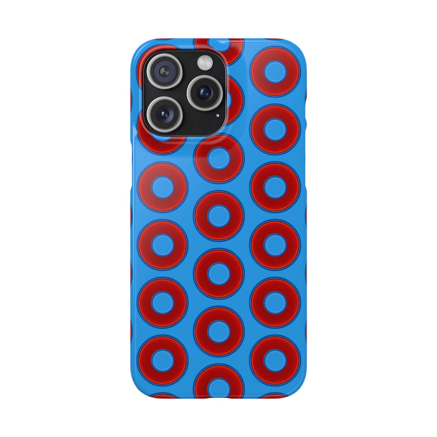 Lumpy Donut Snap Case - red vivid donut print w/sky royal blue background