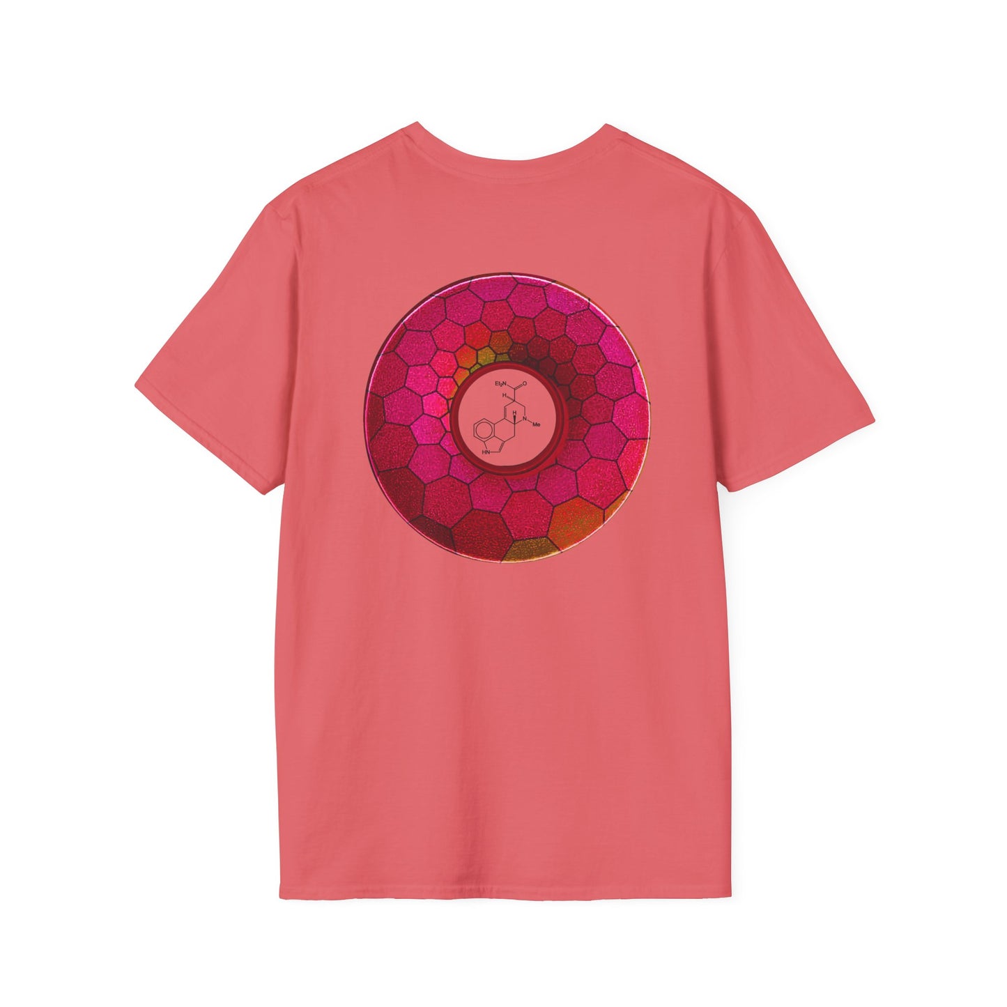 Classic Donut Tee - Unisex Soft-Style - "Dr. Albert Hofmann's Favorite Donut" - series 1.0  - variant 2 - magenta hexadonut