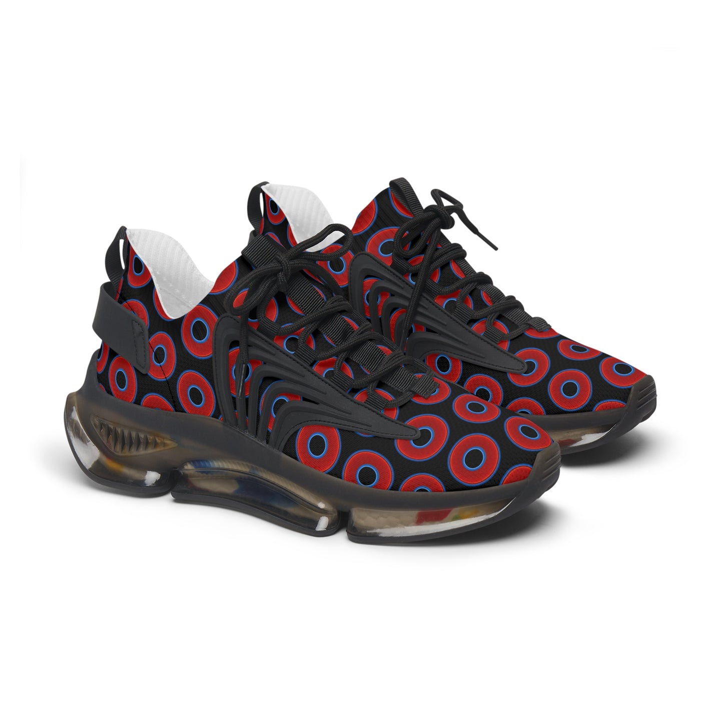 Women's Donut Kicks - red vivid donut print w/black background