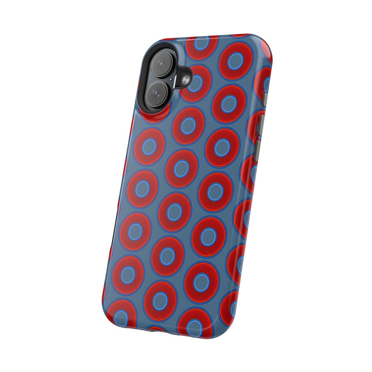 Magnetic Tough Donut Case - red vivid donut print w/steel blue background