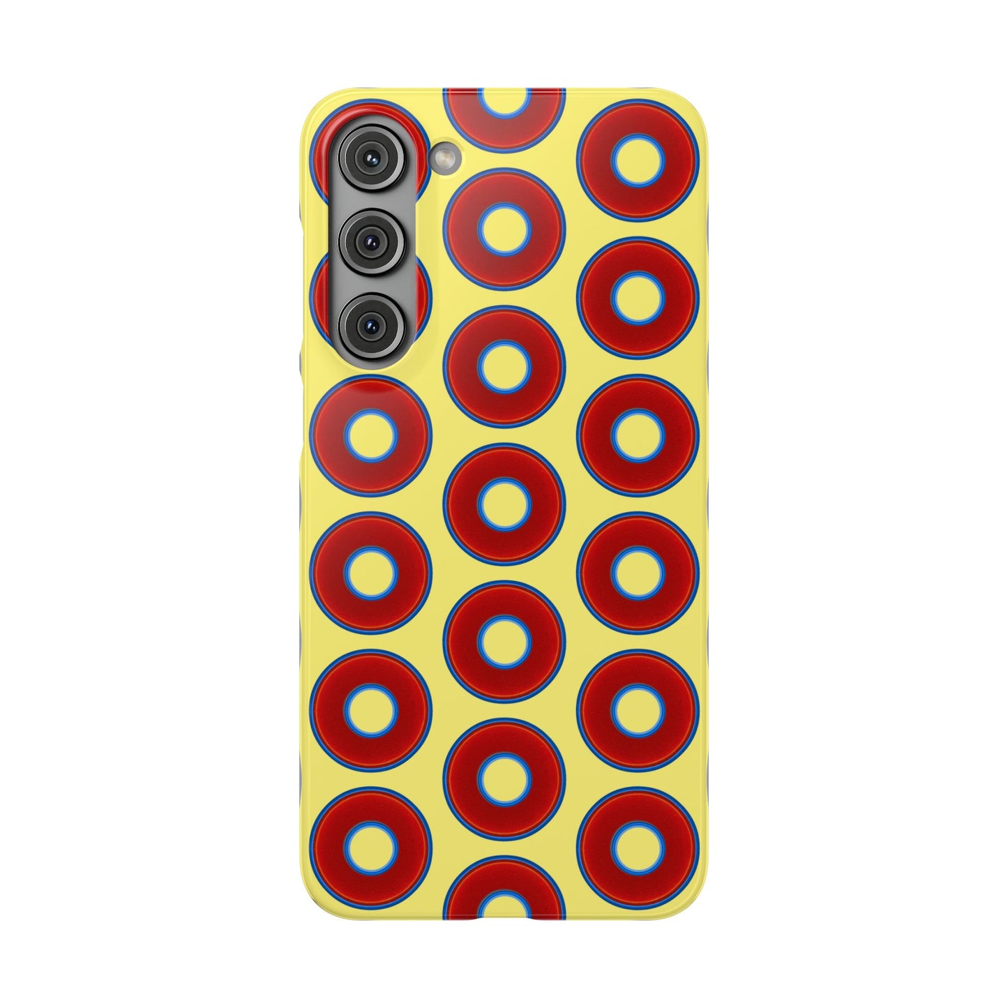 Lumpy Donut Snap Case - red vivid donut print w/yellow background