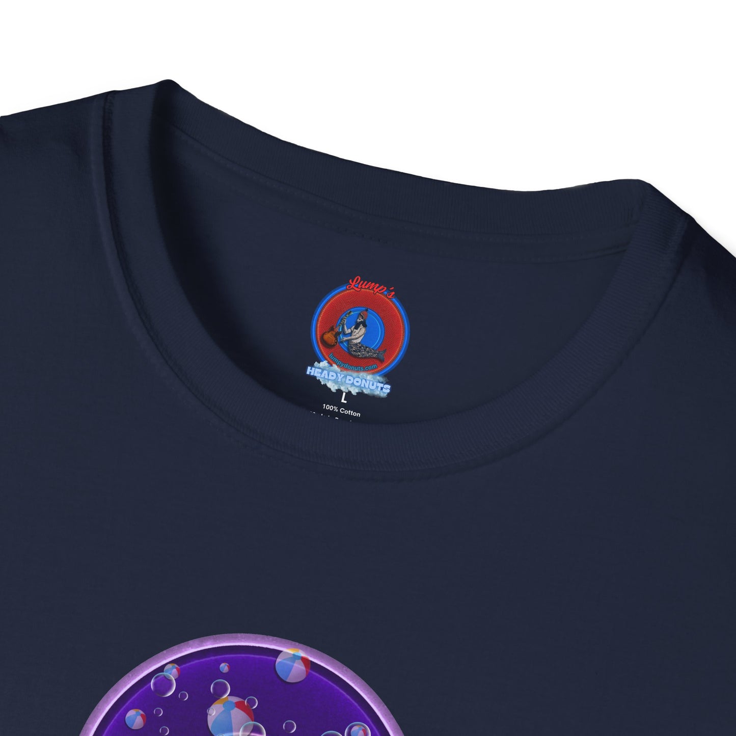 Classic Donut Tee - Unisex Soft-Style - "Sure That Sirens Made This Donut For Me" - vivid dark purple/light purple donut
