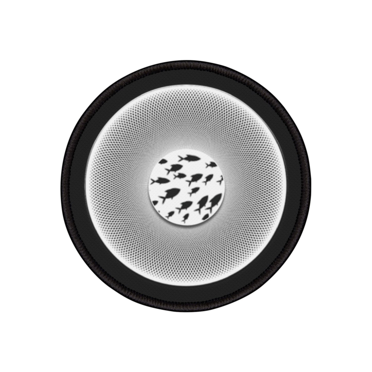 Iron-On Donut Patch - "Swimming By - series 1.0 - variant 1 - black & white phatty donut