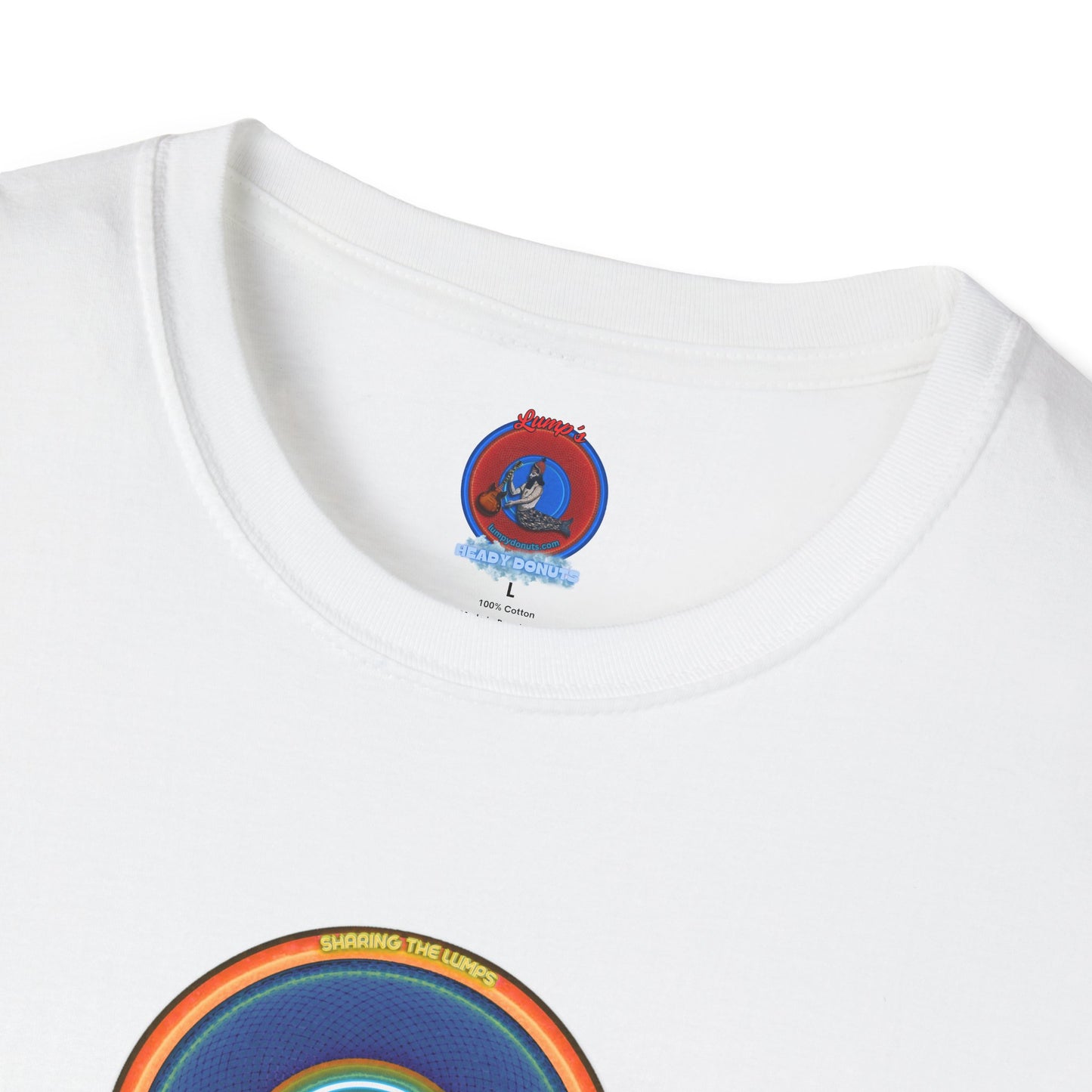 Classic Donut Tee - Unisex Soft-Style - "Lumpy Collective Donut" - blue/orange lumpy donut - variant 4