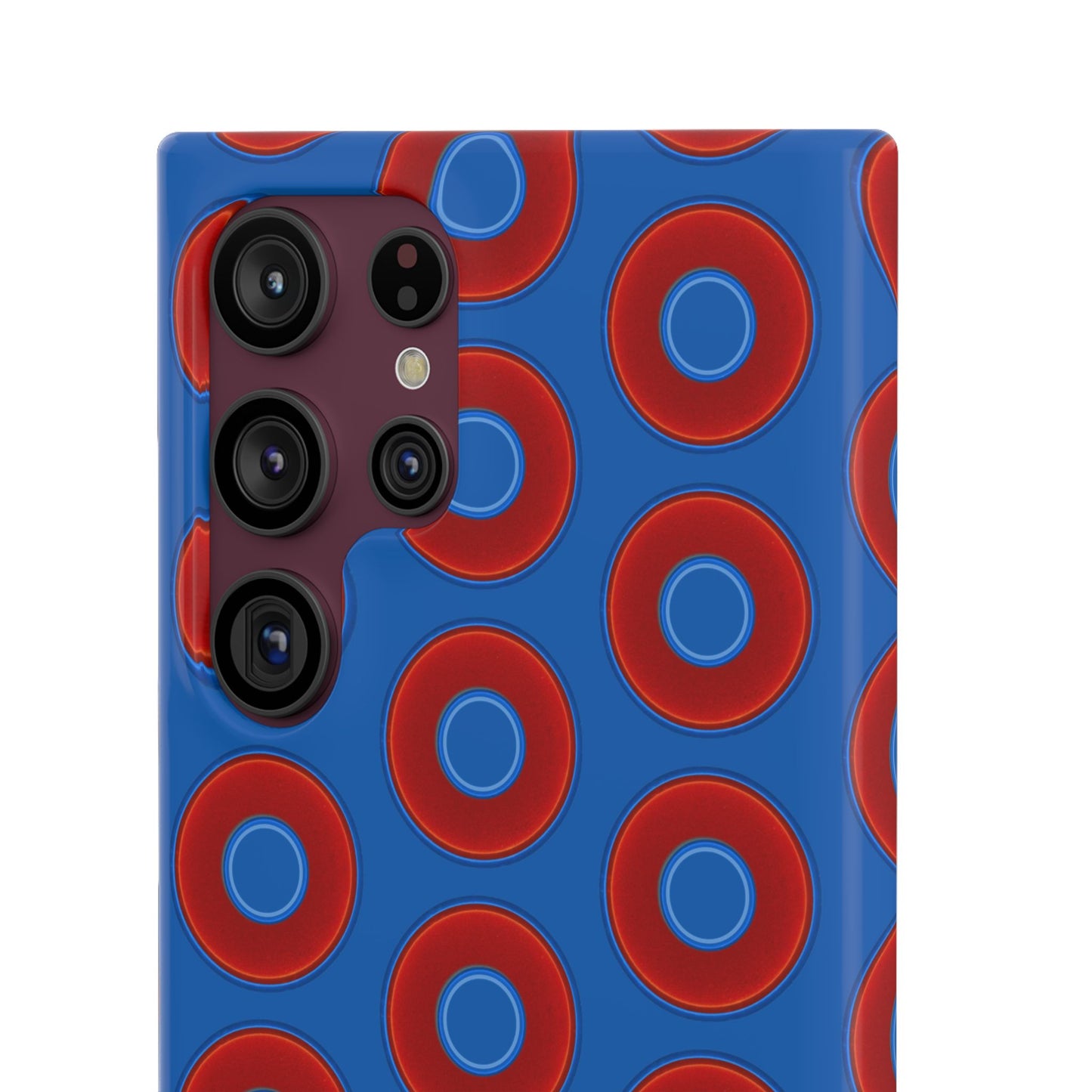 Lumpy Donut Snap Case - red vivid donut print w/dark royal background
