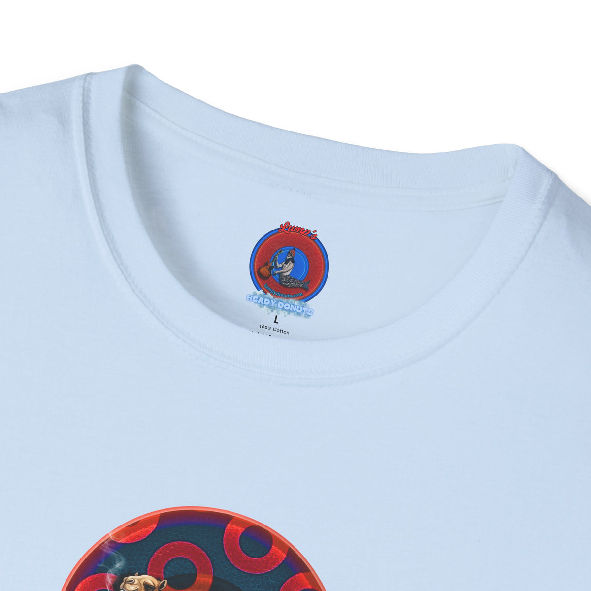 Classic Donut Tee - Unisex Soft-Style - "Joe Camel's Super Cool Donut" - rustic paradox donut - dark navy/red donuts