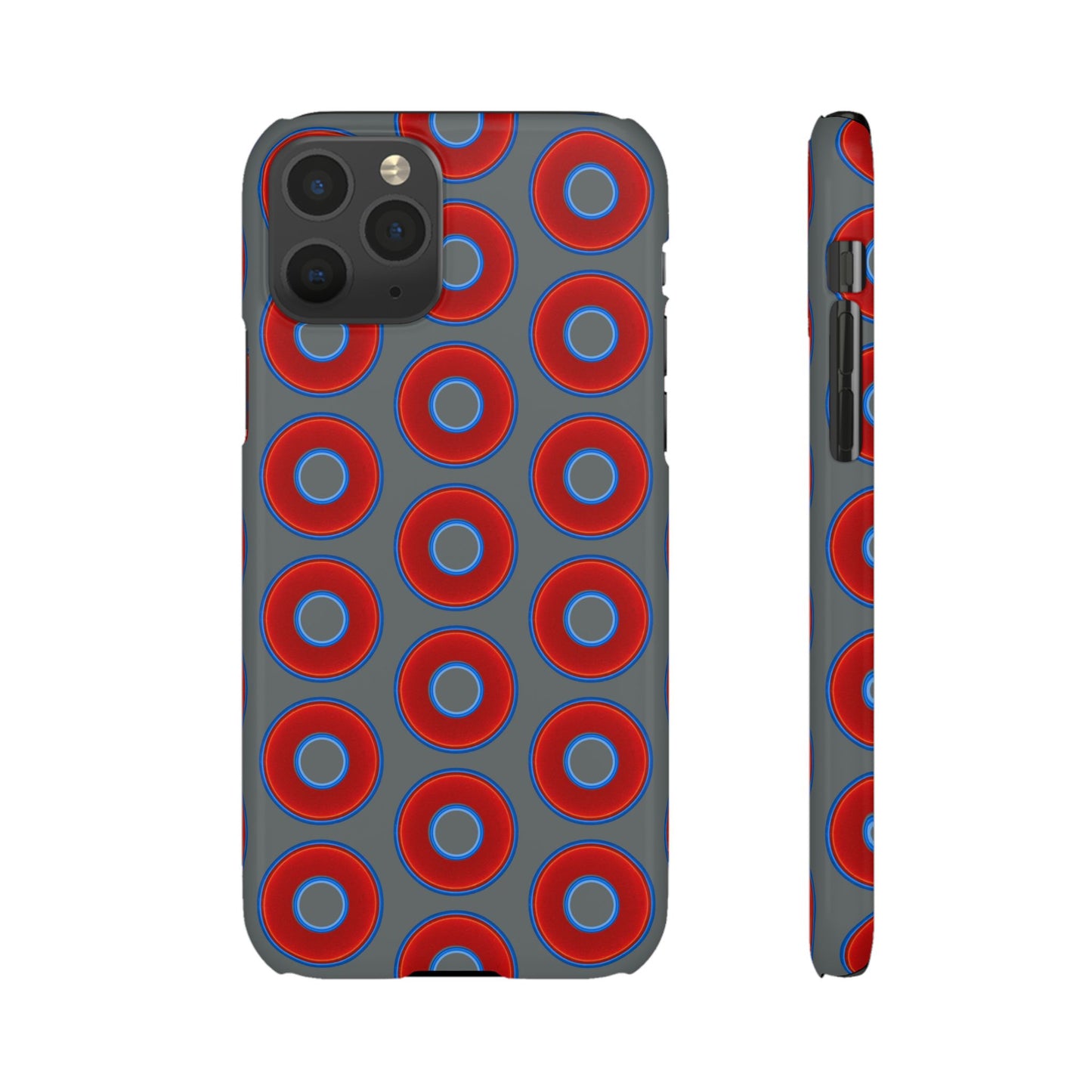 Lumpy Donut Snap Case - red vivid donut print w/dark gray background