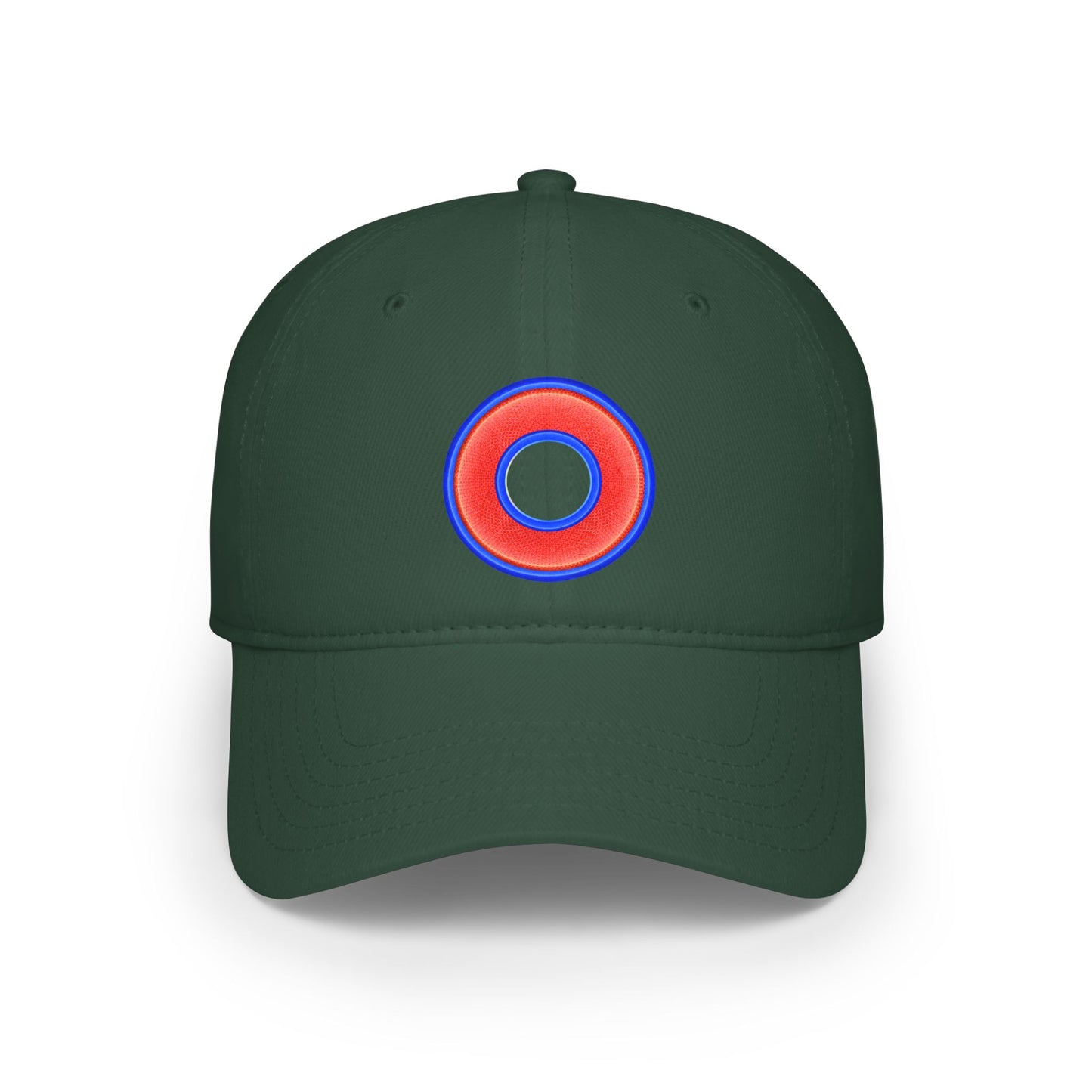 Lumpy Donut Baseball Cap - "Plain [Mary] Jane" - rustic red/blue donut w/
