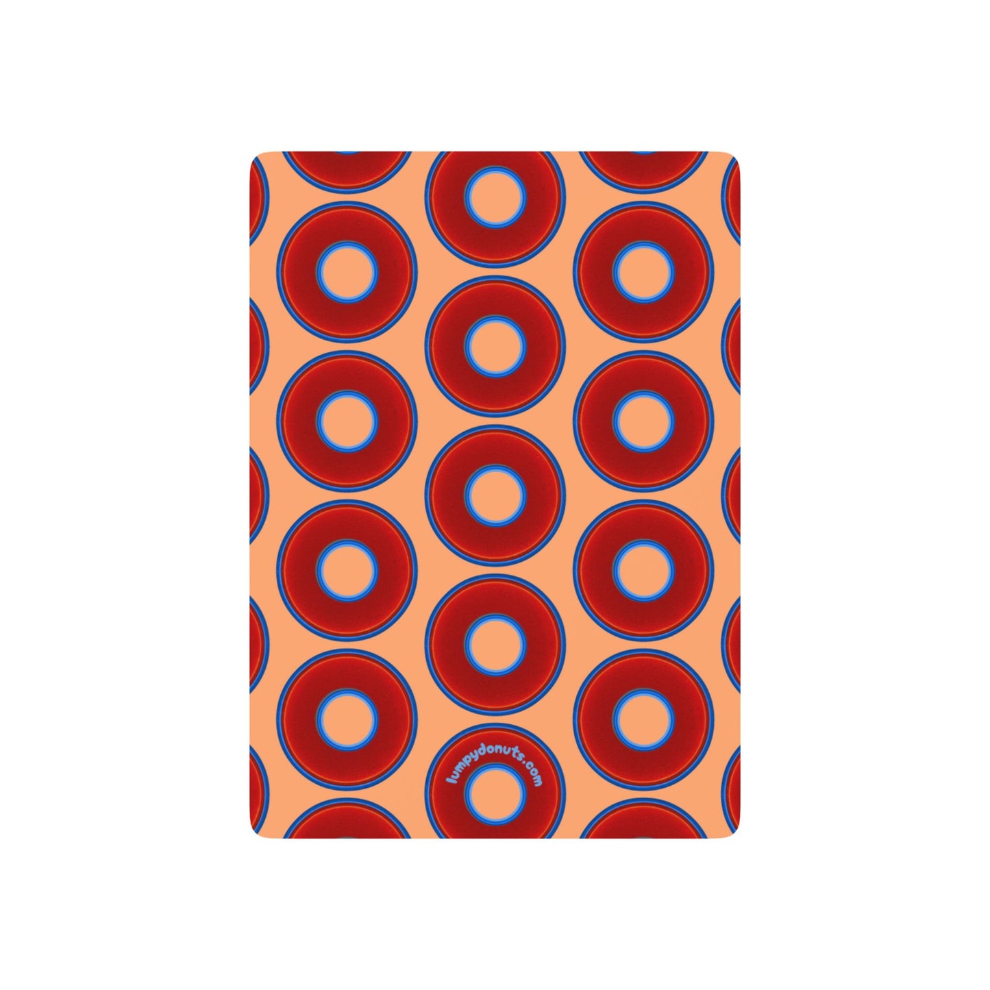 Lumpy Donut Playing Decks - 52-cards - red vivid donuts w/peach background