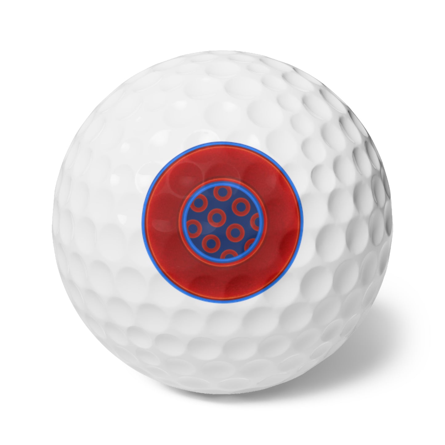 Lumpy Donut Golf Balls - 6-pack - "Plain/Abstract Donut" - red/blue vivid donut w/navy blue donut pattern background - variant 2