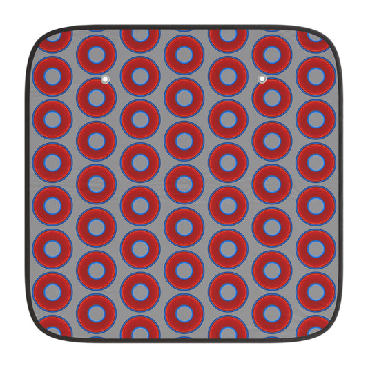 Automotive Donut Sun Shade - red vivid donuts w/gray background