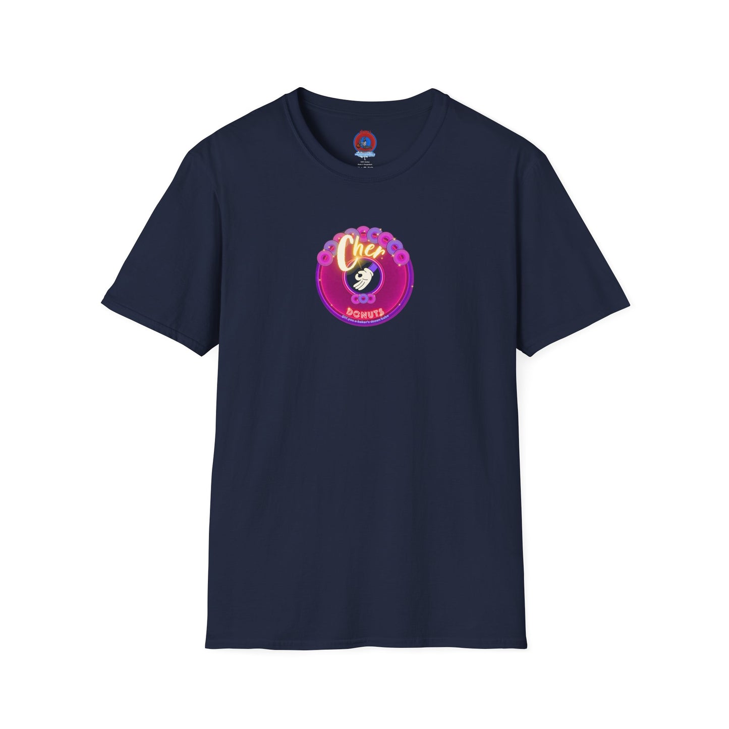 Classic Donut Tee - Unisex Soft-Style - "Chering is Caring Donut' - vivid magenta/purple donut