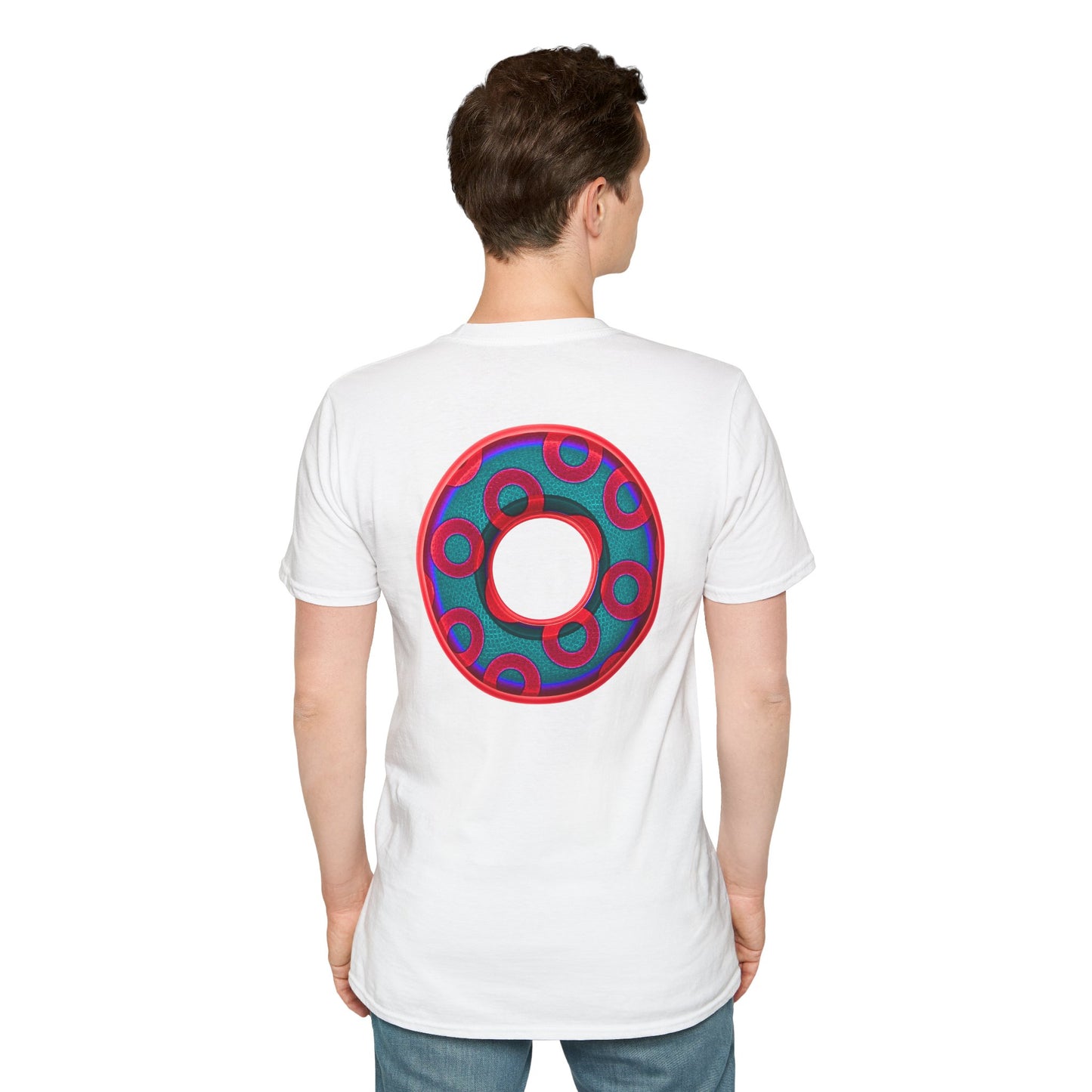 Plain Donuts/Unisex Soft-Style - "Plain Rustic Paradoxical Donuts" - red/steel blue donuts