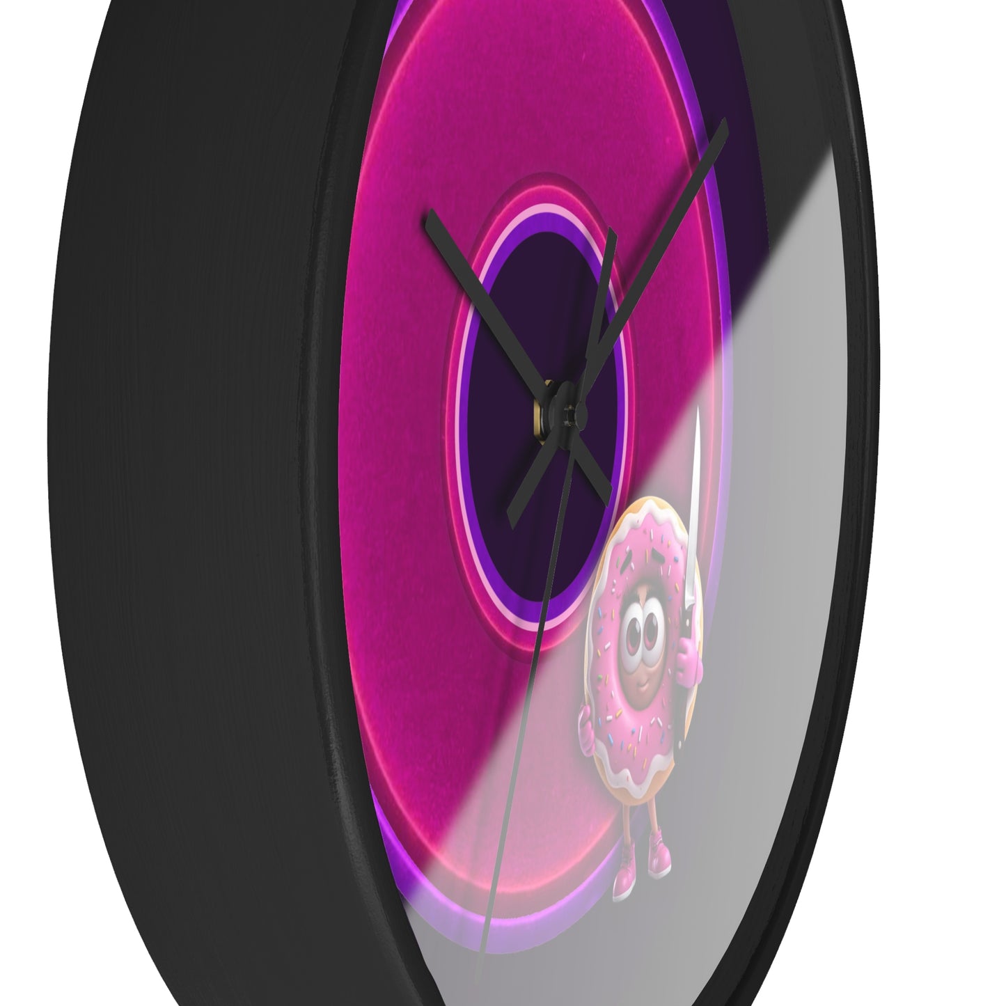 Lumpy Wall Clock - "My Phriend the Donut" - variant 3 - vivid magenta donut w/midnight purple background