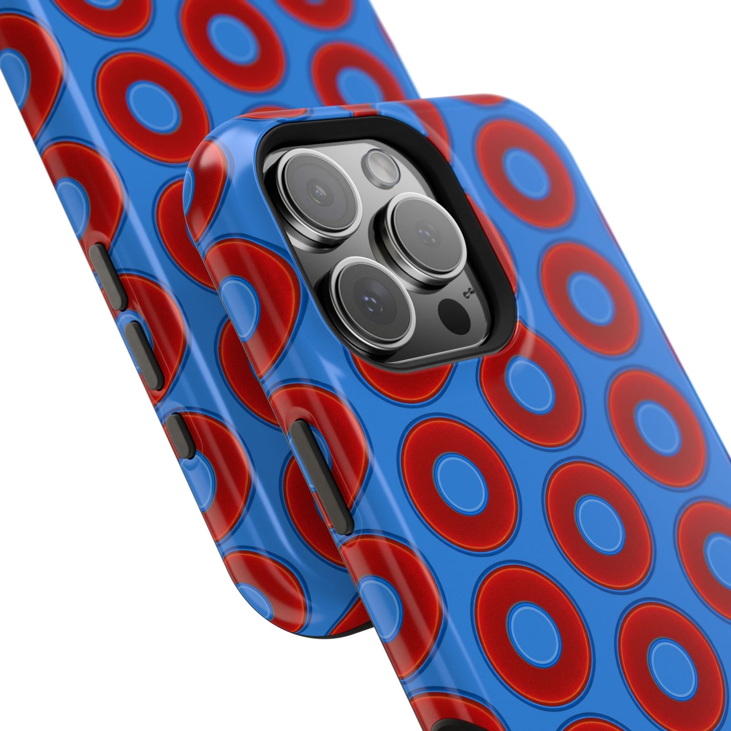 Magnetic Tough Donut Case - red vivid donut print w/light royal blue background
