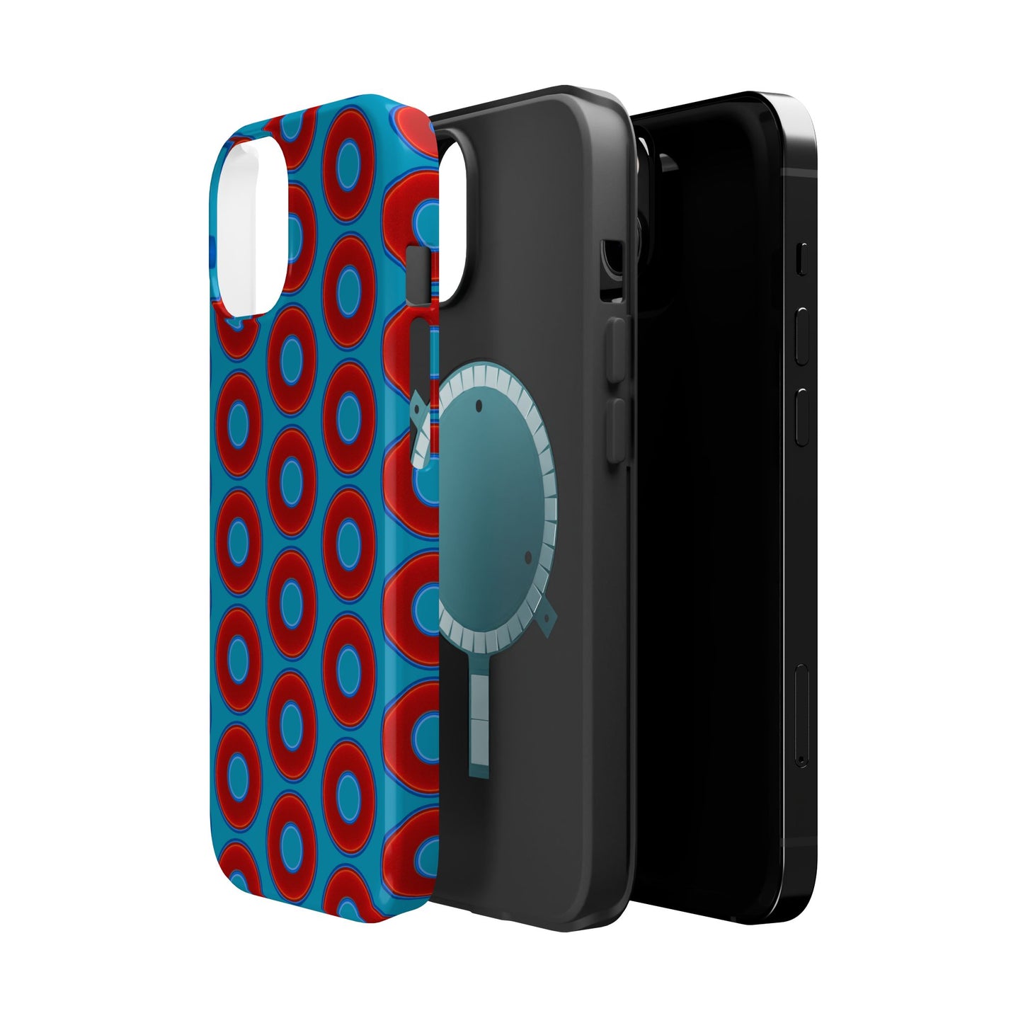 Magnetic Tough Donut Case - red vivid donut print w/aquamarine blue background