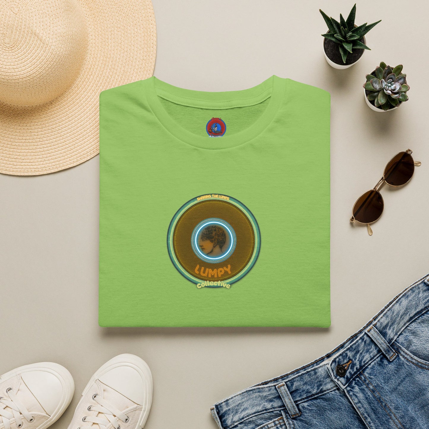 Classic Donut Tee - Unisex Soft-Style - "Lumpy Collective Donut" - bronze/green lumpy donut - variant 5