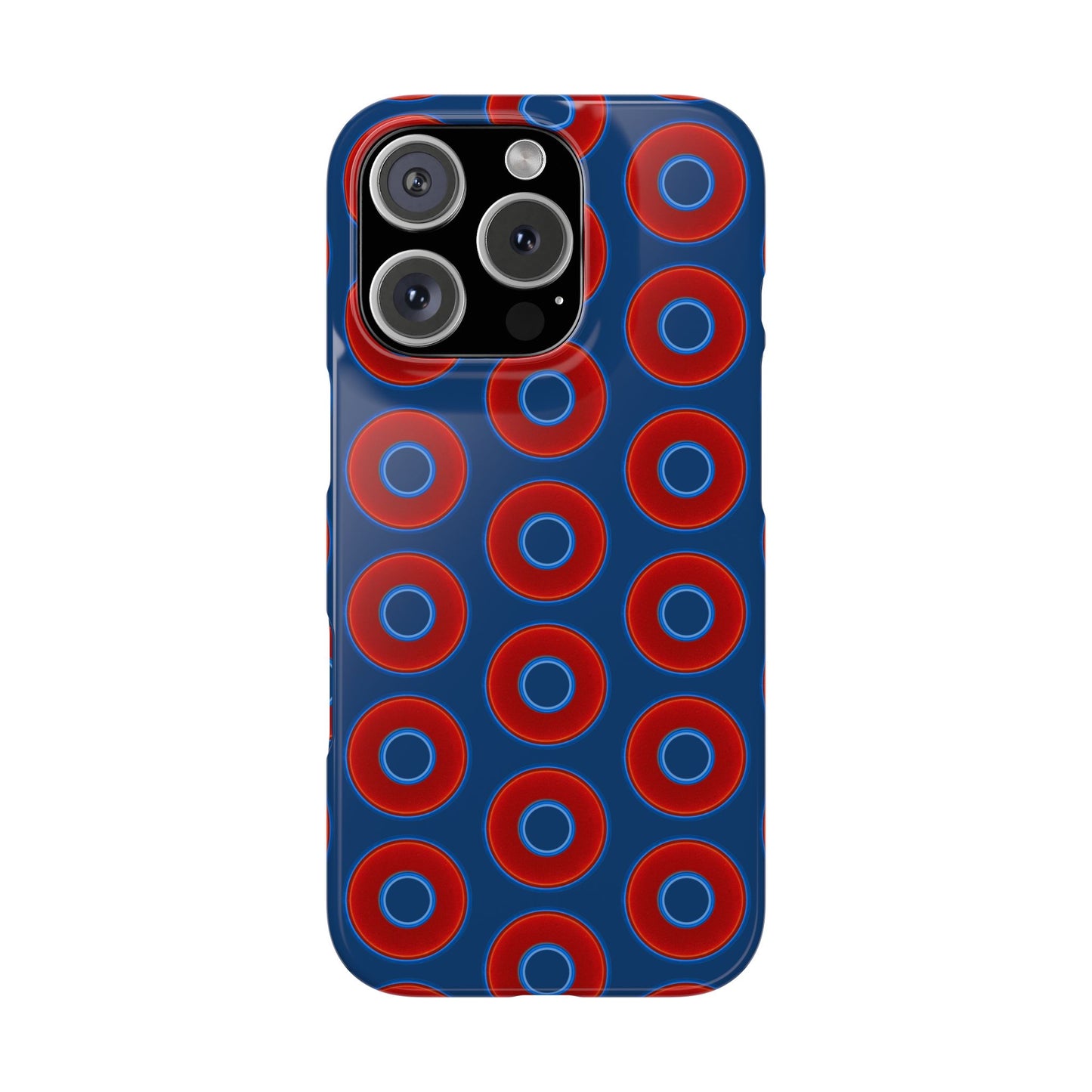 Lumpy Donut Snap Case - red vivid donut print w/Atlantic navy blue background