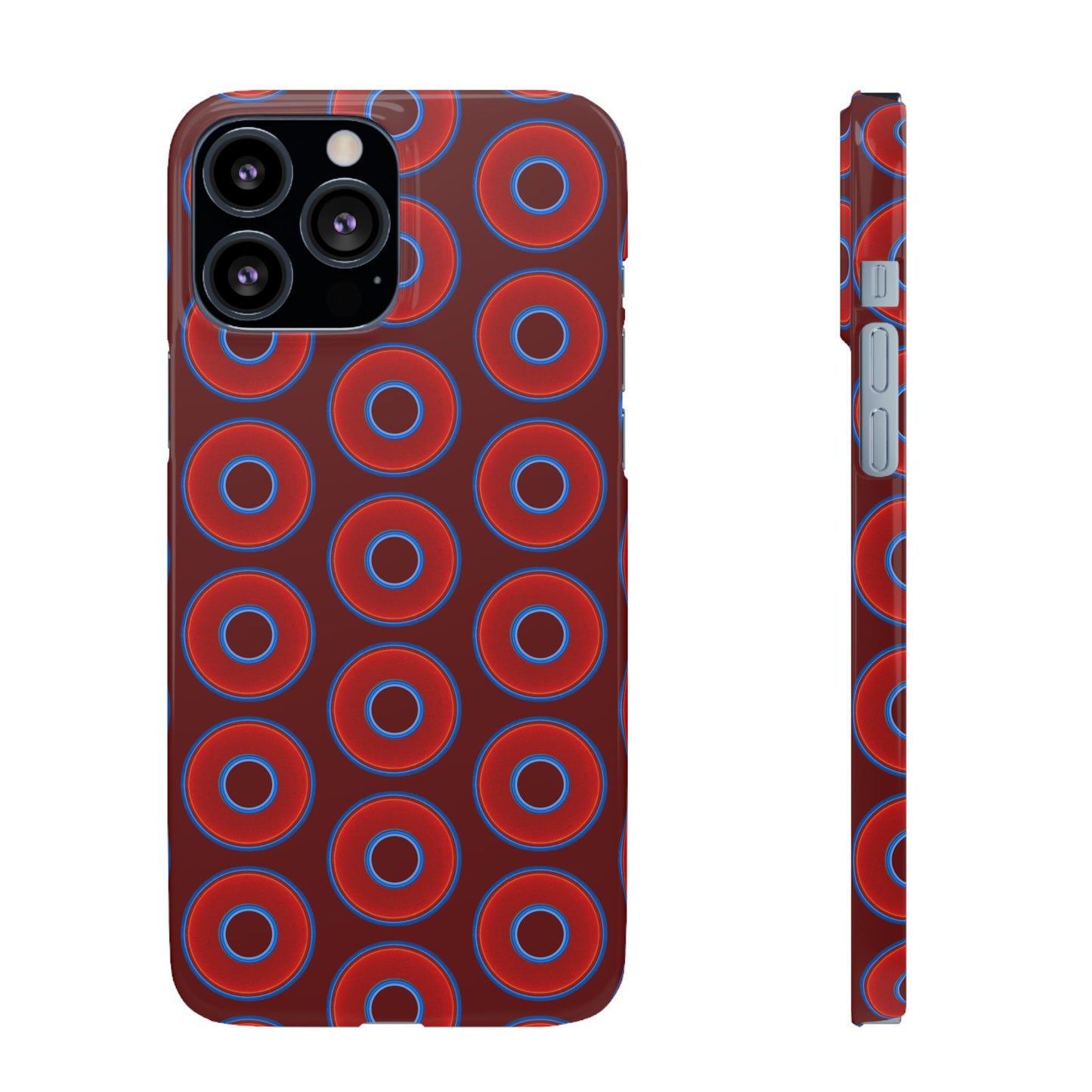 Lumpy Donut Snap Case - red vivid donut print w/dark red background