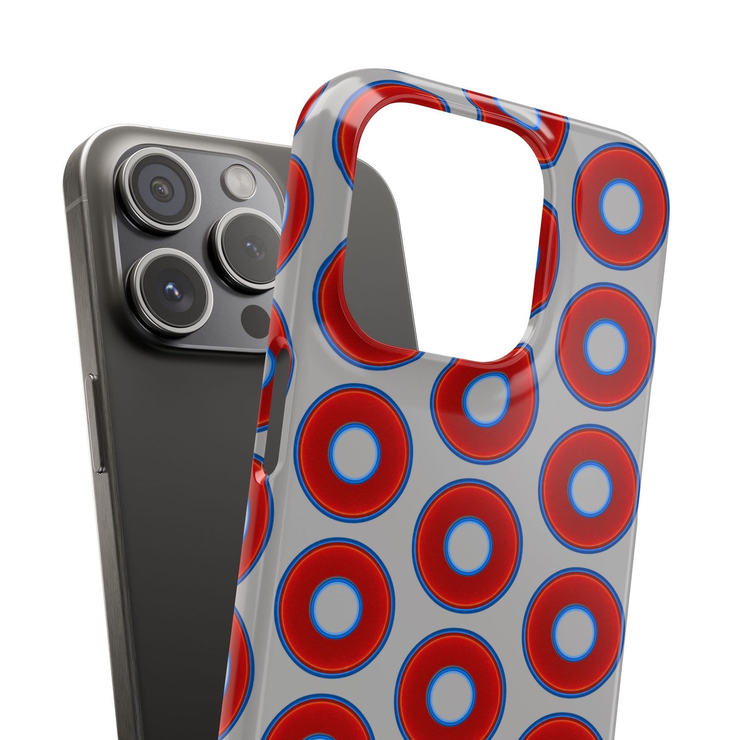 Lumpy Donut Snap Case - red vivid donut print w/light gray background