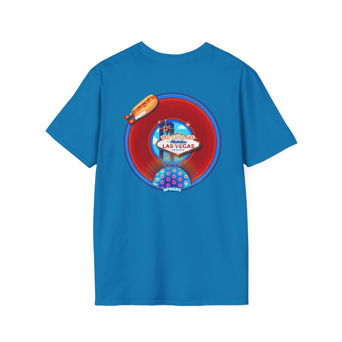 Classic Donut Tee - Unisex Soft-Style - "Viva Las Vegas Donut" -  vivid red donut w/raw dogger - variant 4