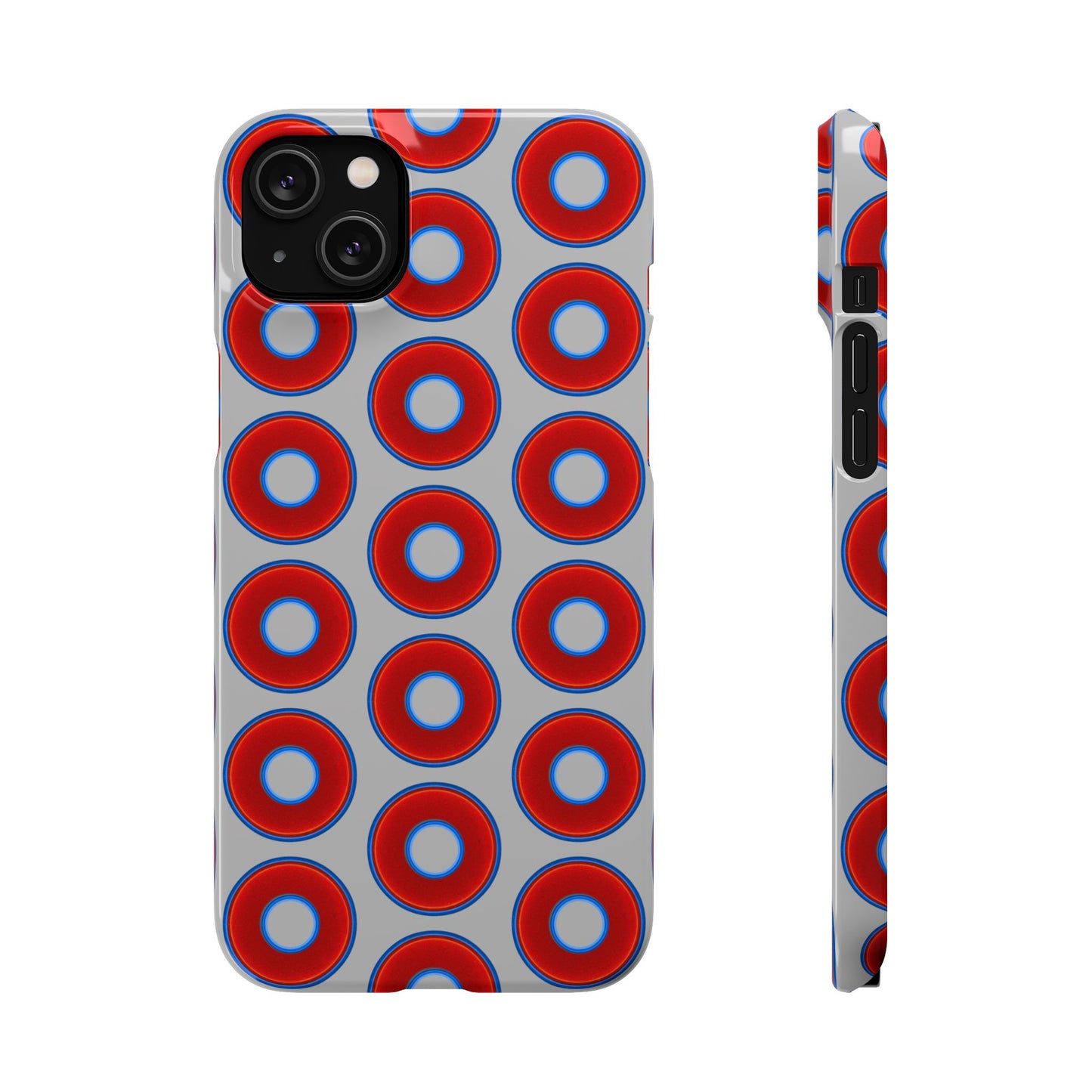Lumpy Donut Snap Case - red vivid donut print w/light gray background