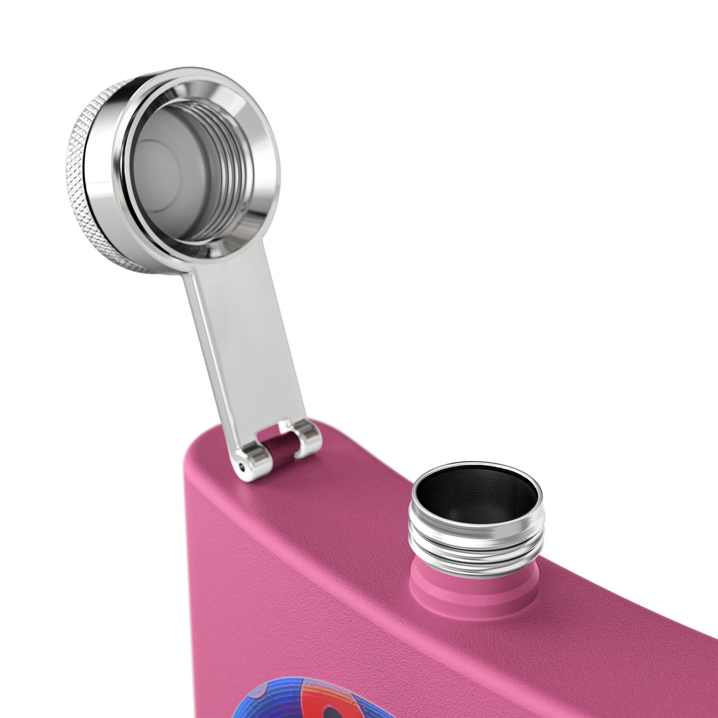 Lump's Donut Flask 6 oz -  "Vlad's Impaling Flask" - blue/red blimpy paradox donut - [*w/your choice of 5 backgrounds]