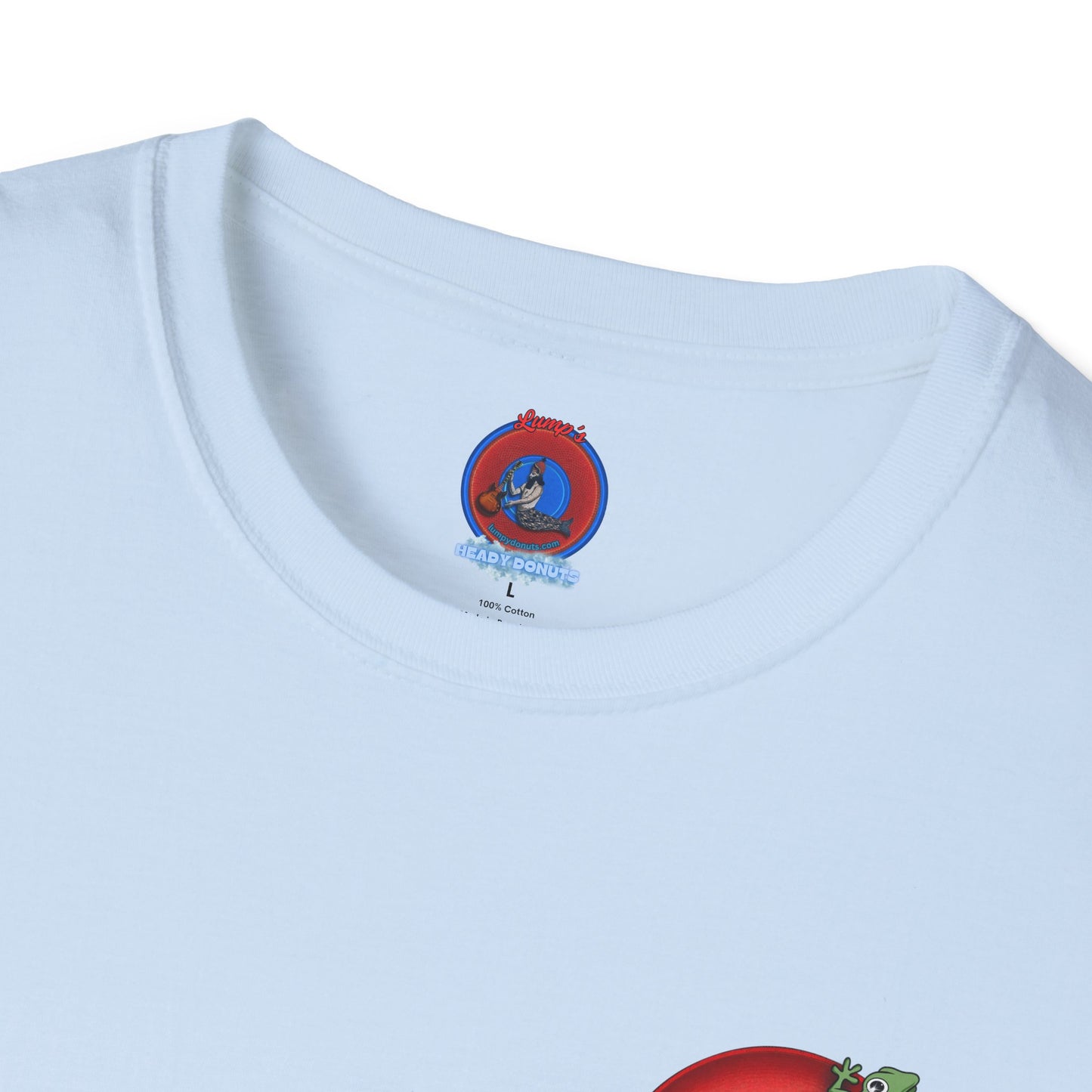 Classic Donut Tee - Unisex Soft-Style - "Practically Extinct Tee Shirt" - plump vivid red donut - variant 1