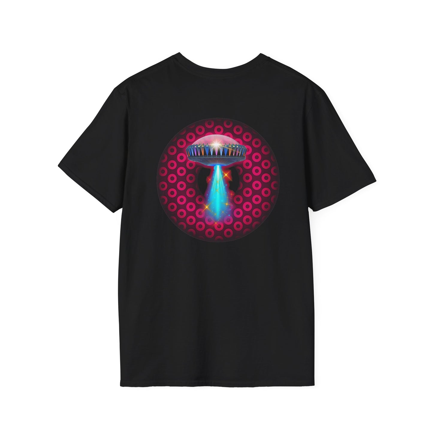 Classic Donut Tee - Unisex Soft-Style - "Donuts now Served on the Mothership" - series 1.0  - variant 2  - red/red paradoxical donut