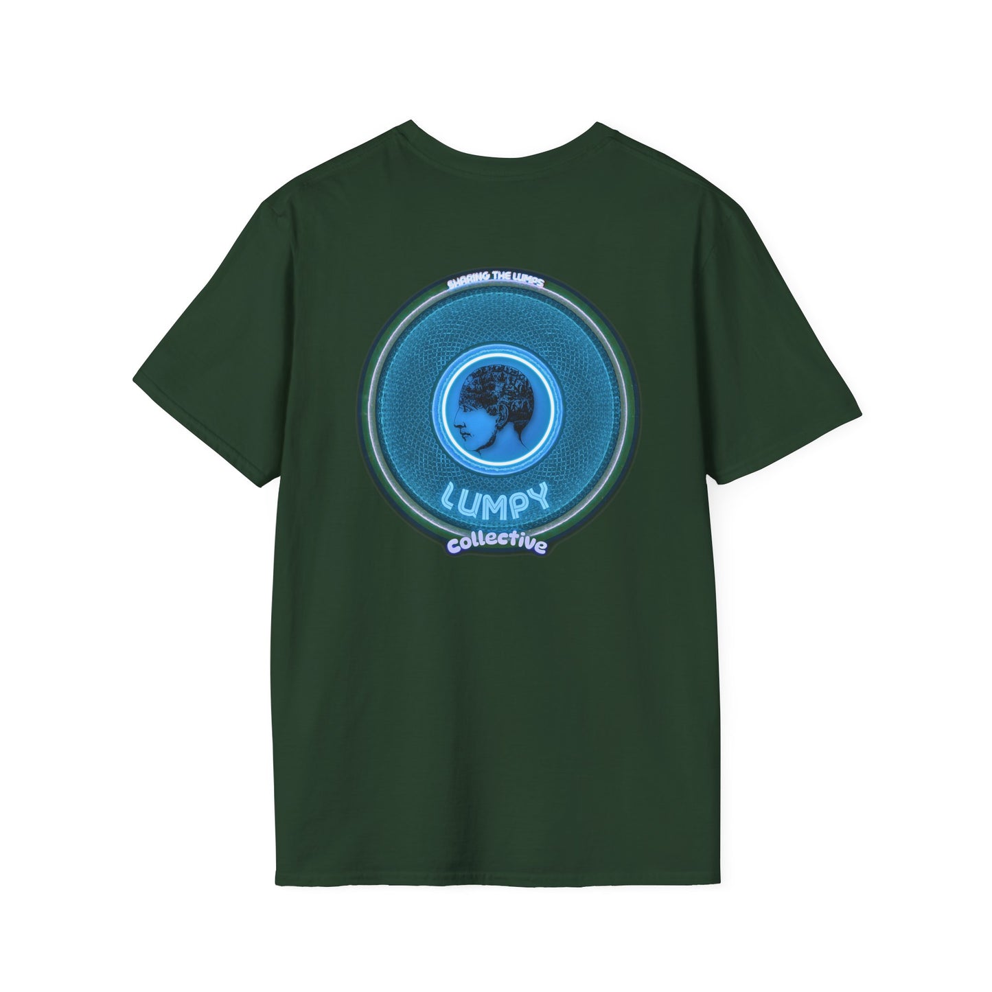 Classic Donut Tee - Unisex Soft-Style - "Lumpy Collective Donut" - aquamarine blue/green lumpy donut - variant 3