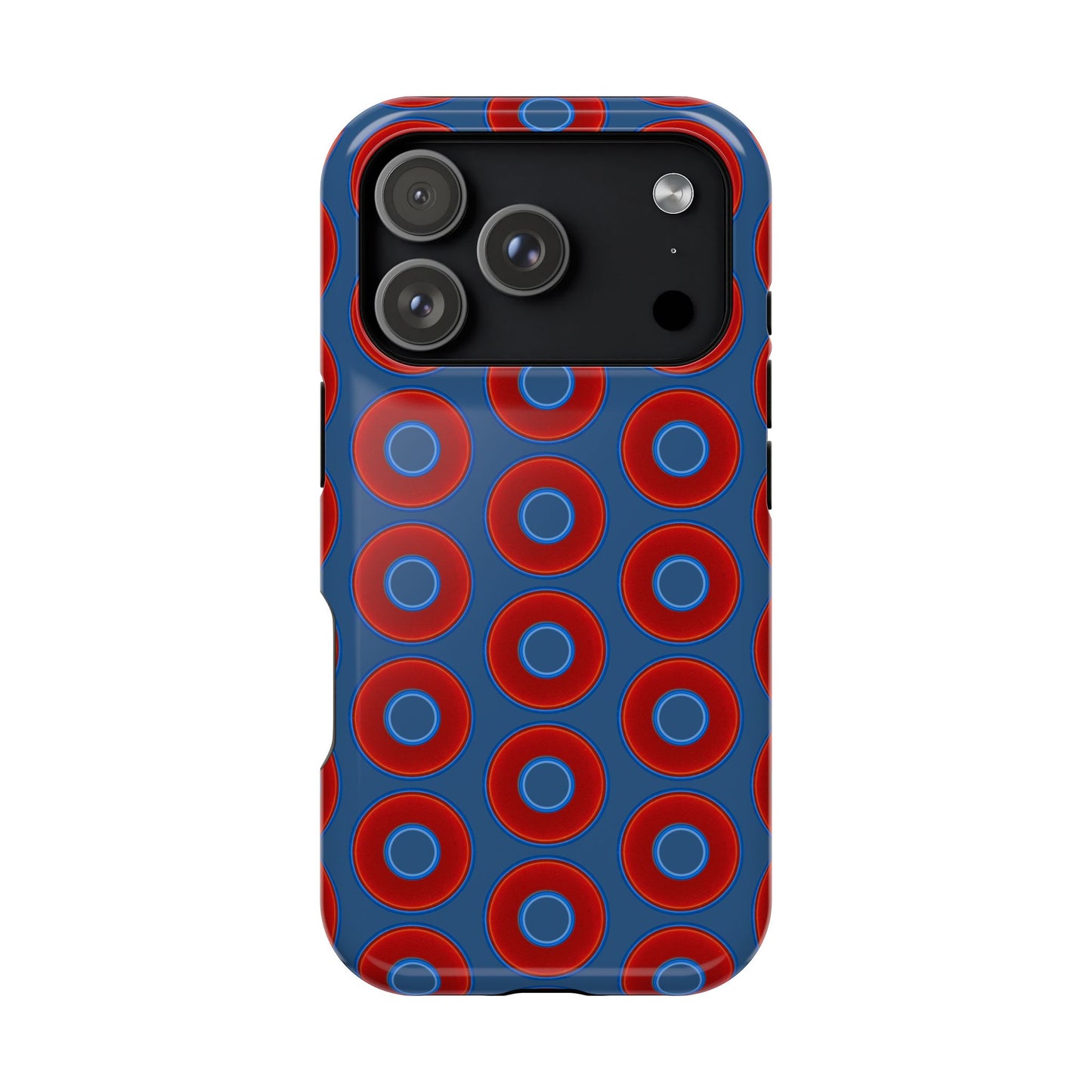 Magnetic Tough Donut Case - red vivid donut print w/light navy blue background