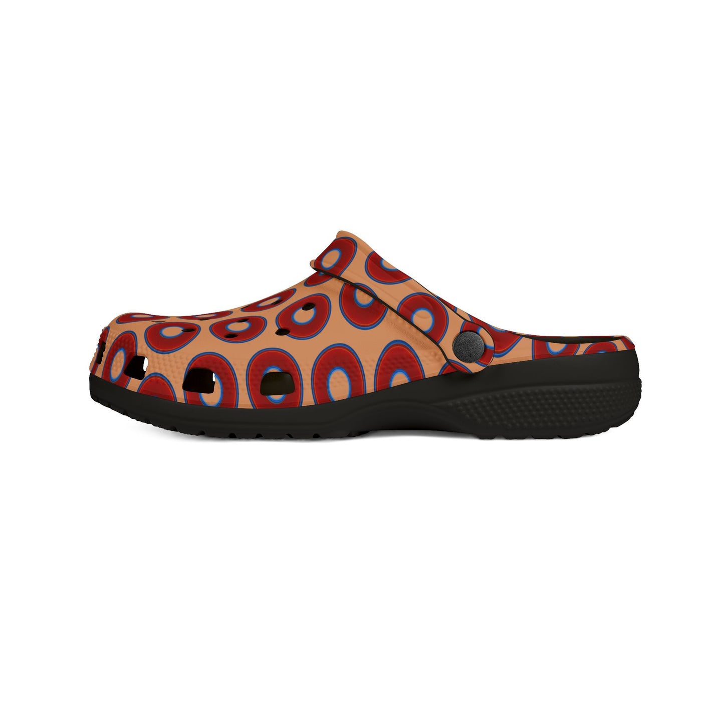Spatchcocks - donut slip-on shoes - vivid red donuts w/peach background [unisex]